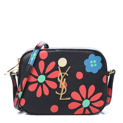 Saint Laurent Calfskin Floral Print Small Classic Monogram Camera Bag Black 1 of 11