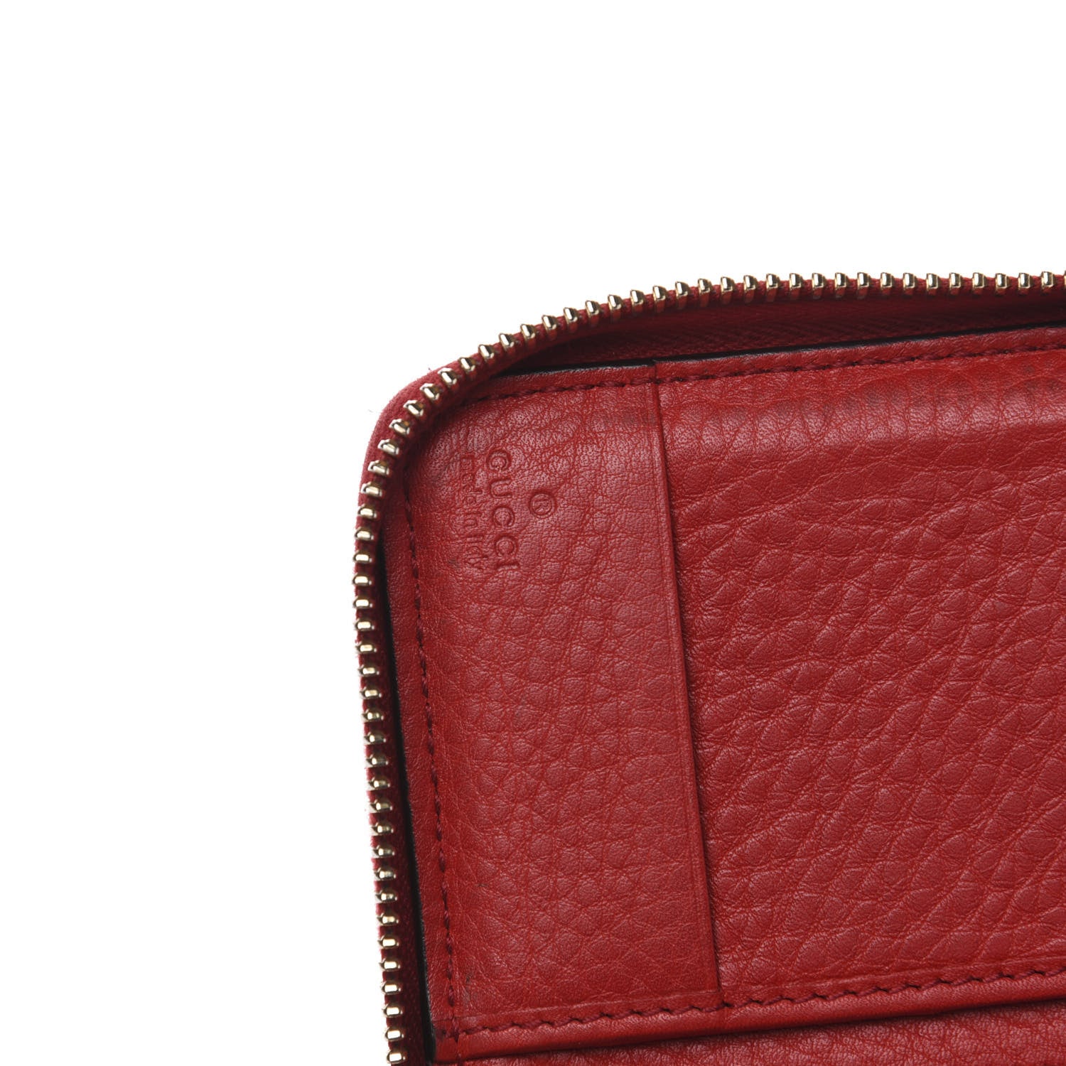 Gucci Pebbled Calfskin Medium Soho Zip Around Wallet Red 6 of 14