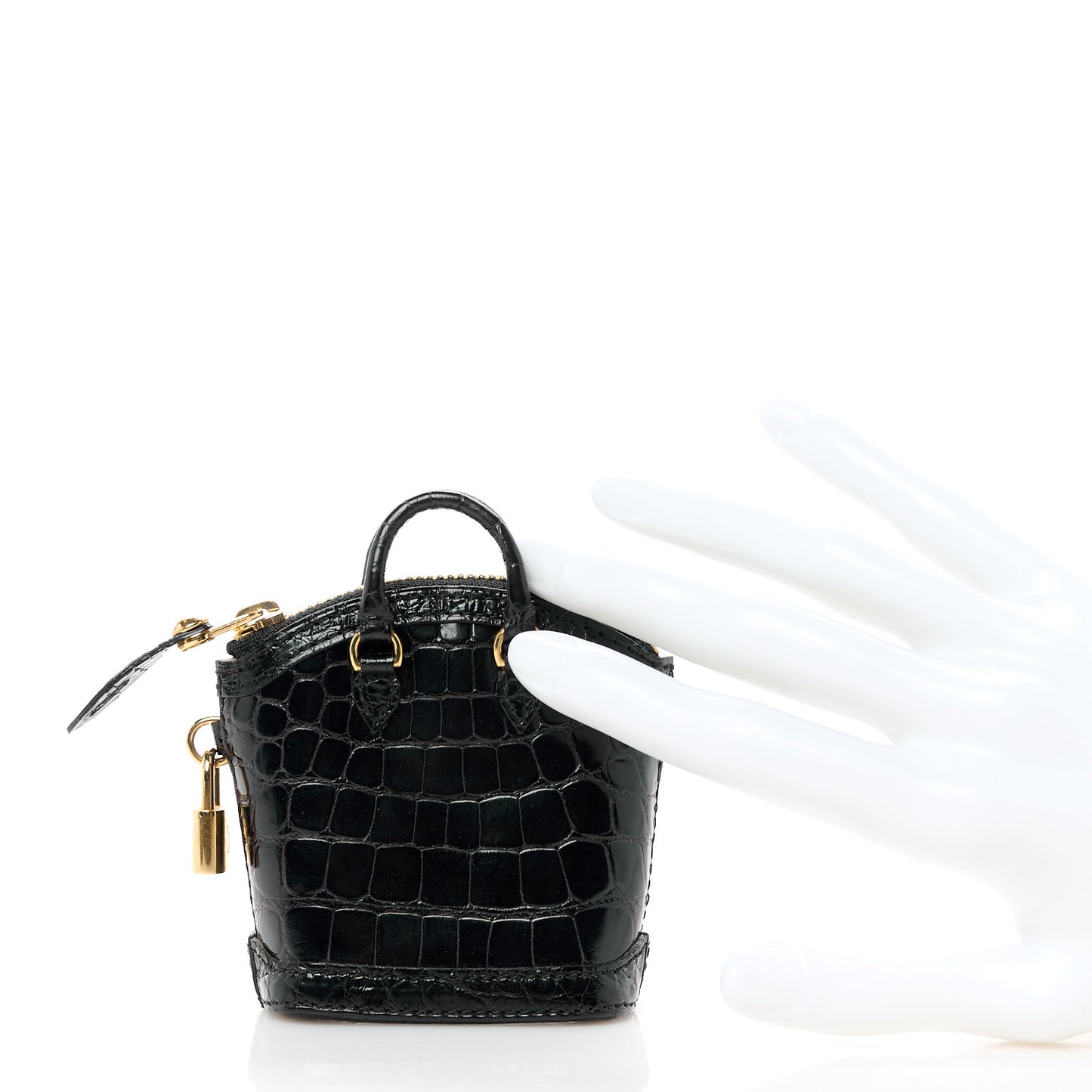Alligator Mini Lockit Bag Charm Black