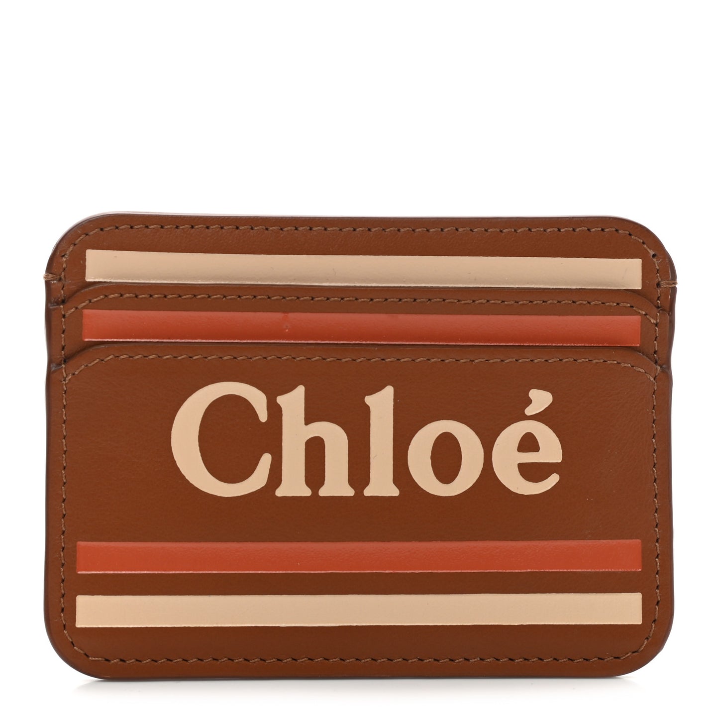 Smooth Calfskin Logo Vick Card Holder Caramel