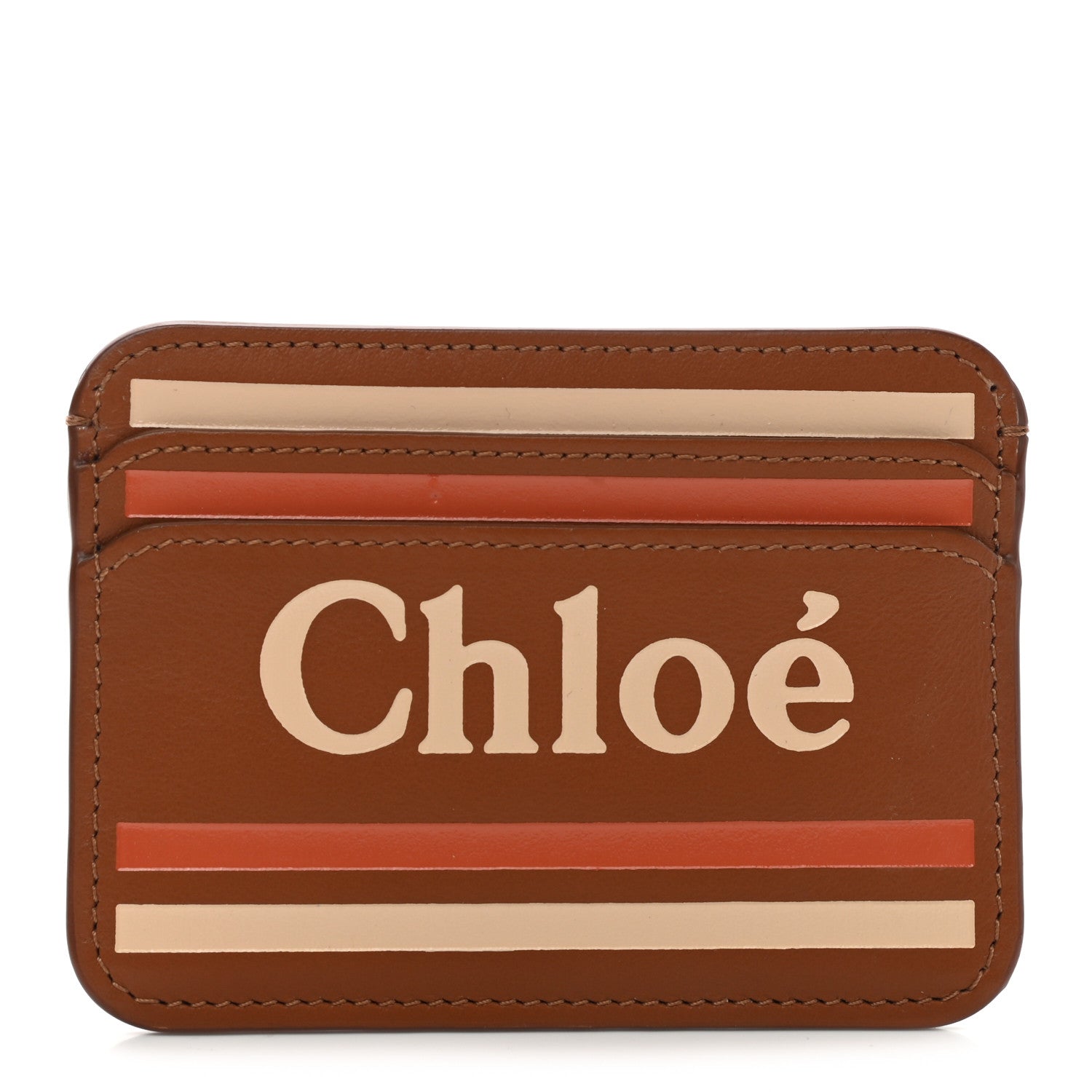 Chloe Smooth Calfskin Logo Vick Card Holder Caramel 1 of 7