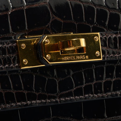 Hermes Shiny Porosus Crocodile Kelly Sellier 25 Cocoan 12 of 28