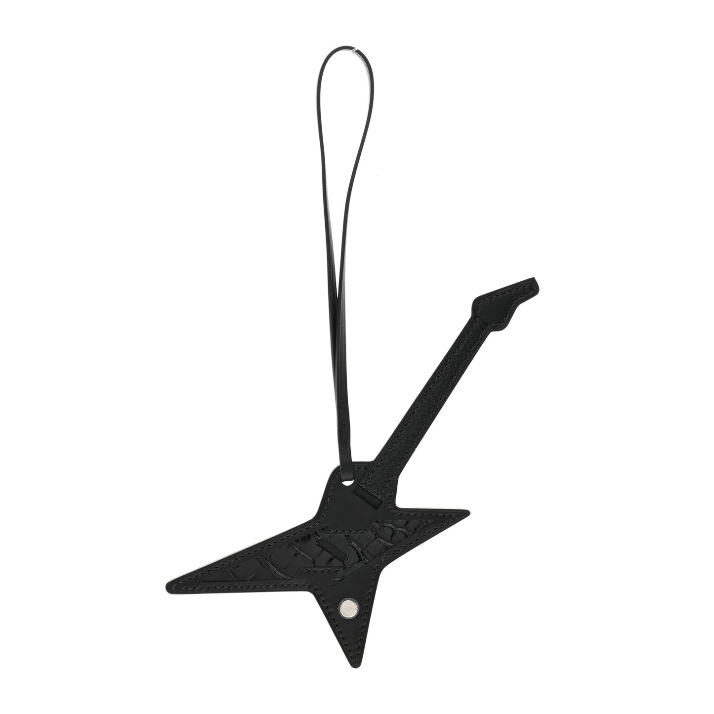 Tadelakt Shiny Alligator Chevre Mysore Swift Touch Rock Bag Charm Black