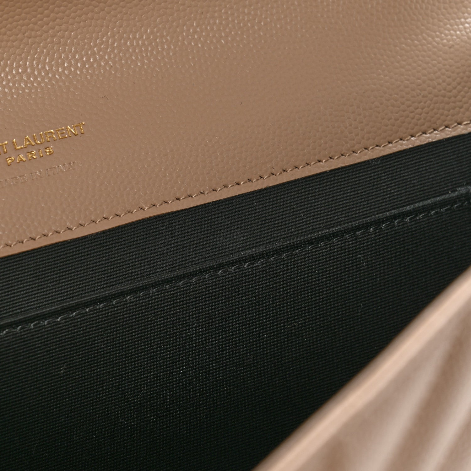 Saint Laurent Grain De Poudre Matelasse Chevron Monogram Envelope Clutch Dark Beige 11 of 13