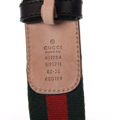 Gucci Calfskin Web Interlocking G Belt 85 34 Black 3 of 5