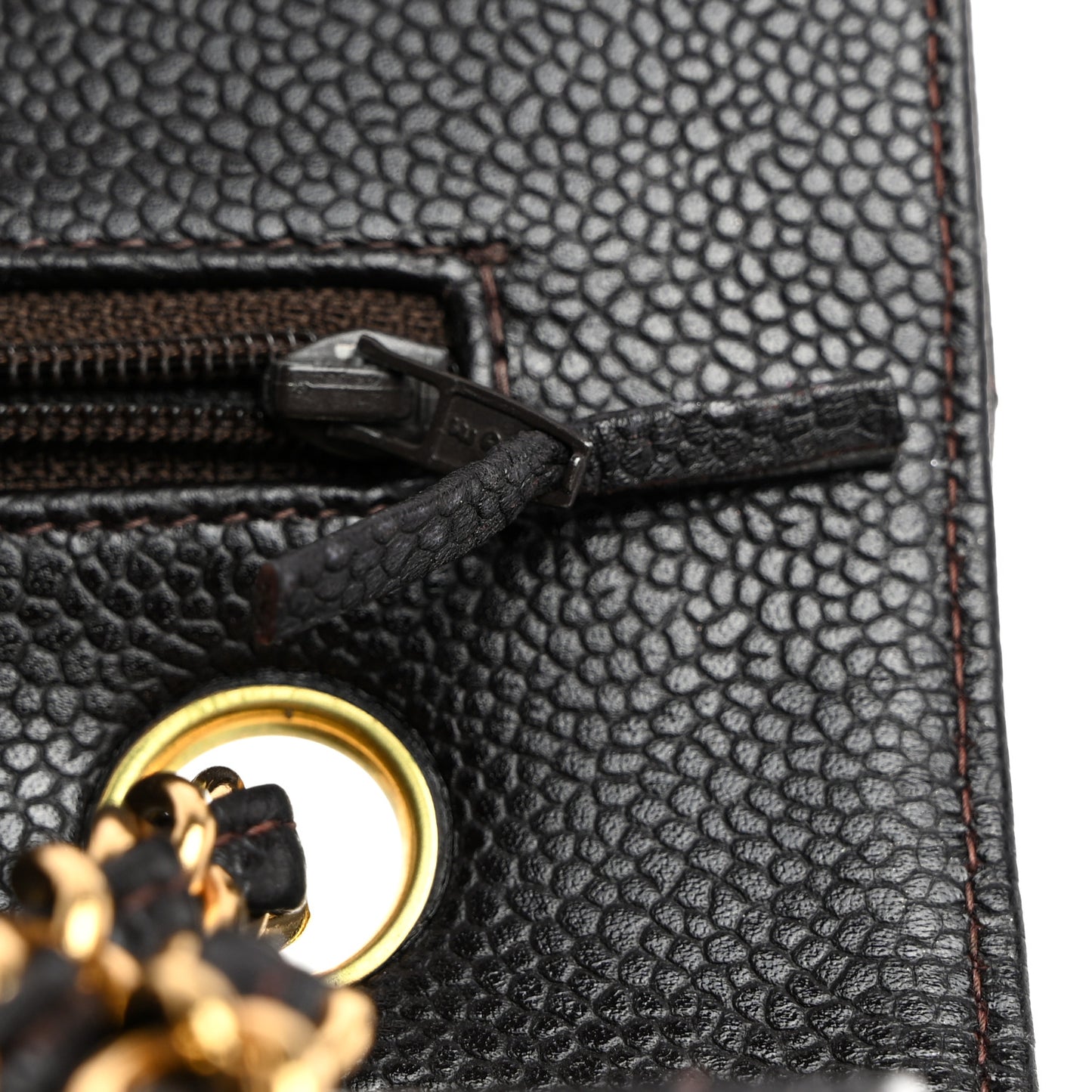 Caviar Quilted Medium Double Flap Dark Brown