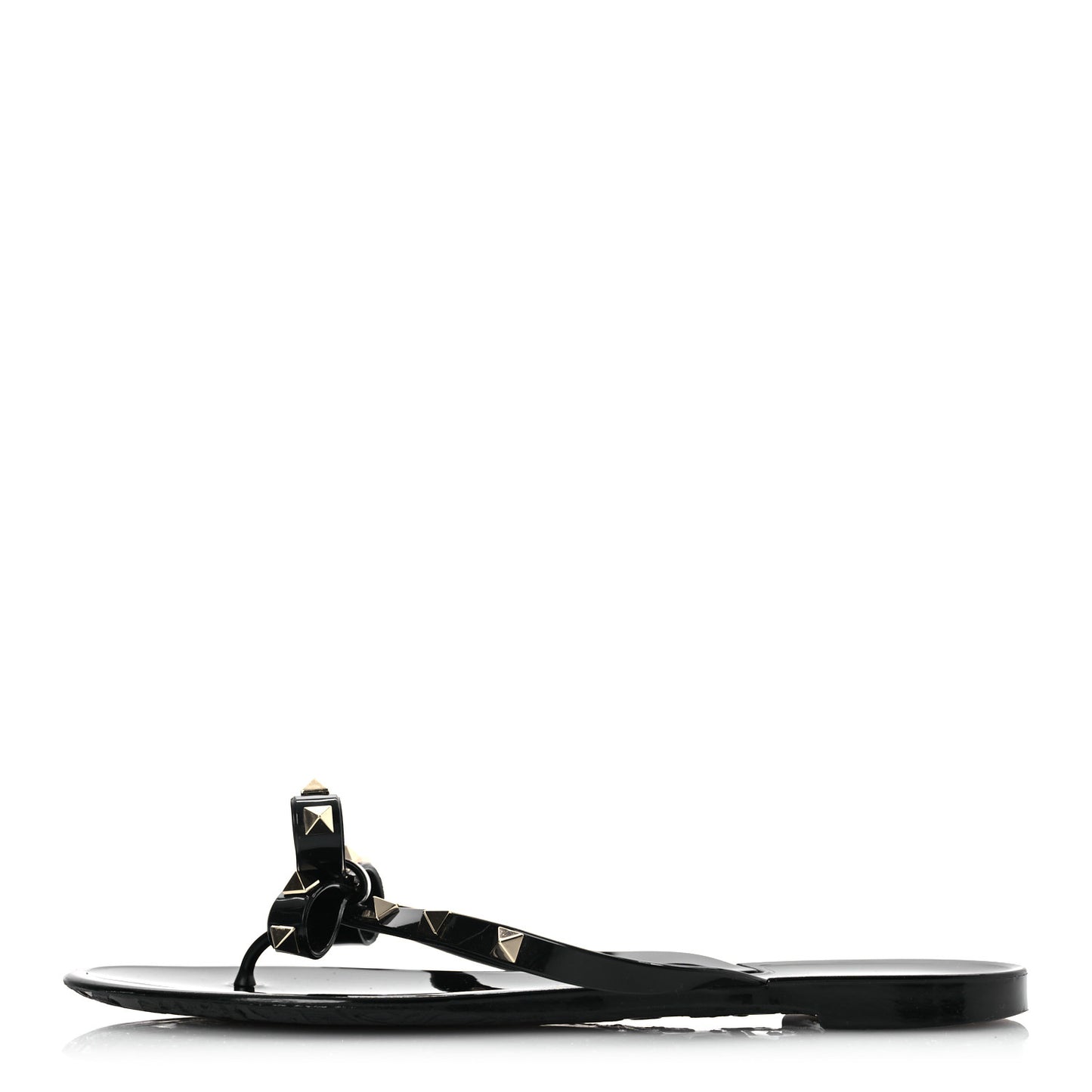 PVC Jelly Rockstud Bow Thong Sandals 41 Black