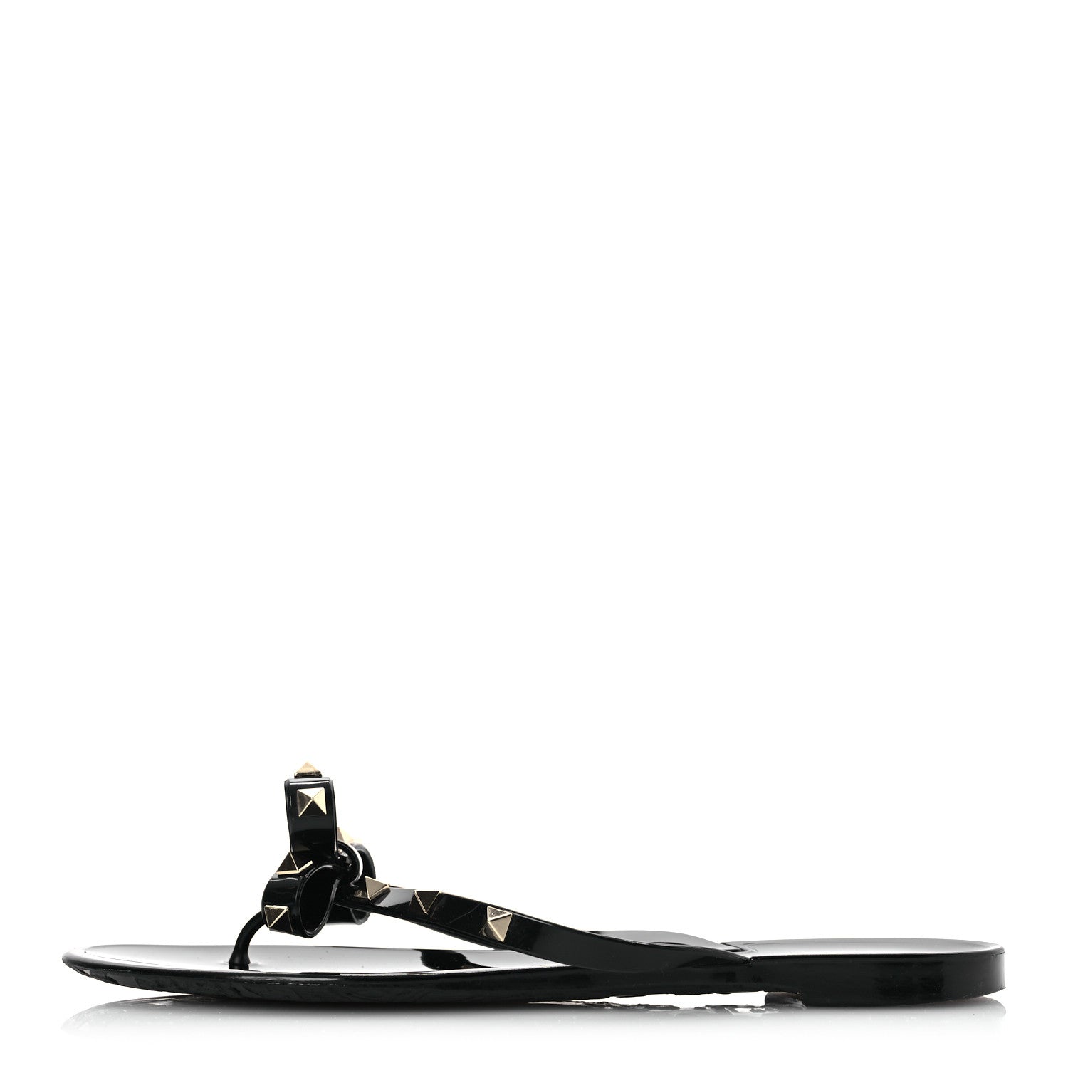 Valentino Garavani PVC Jelly Rockstud Bow Thong Sandals 41 Black 1 of 12