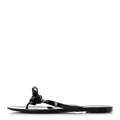 Valentino Garavani PVC Jelly Rockstud Bow Thong Sandals 41 Black 1 of 12
