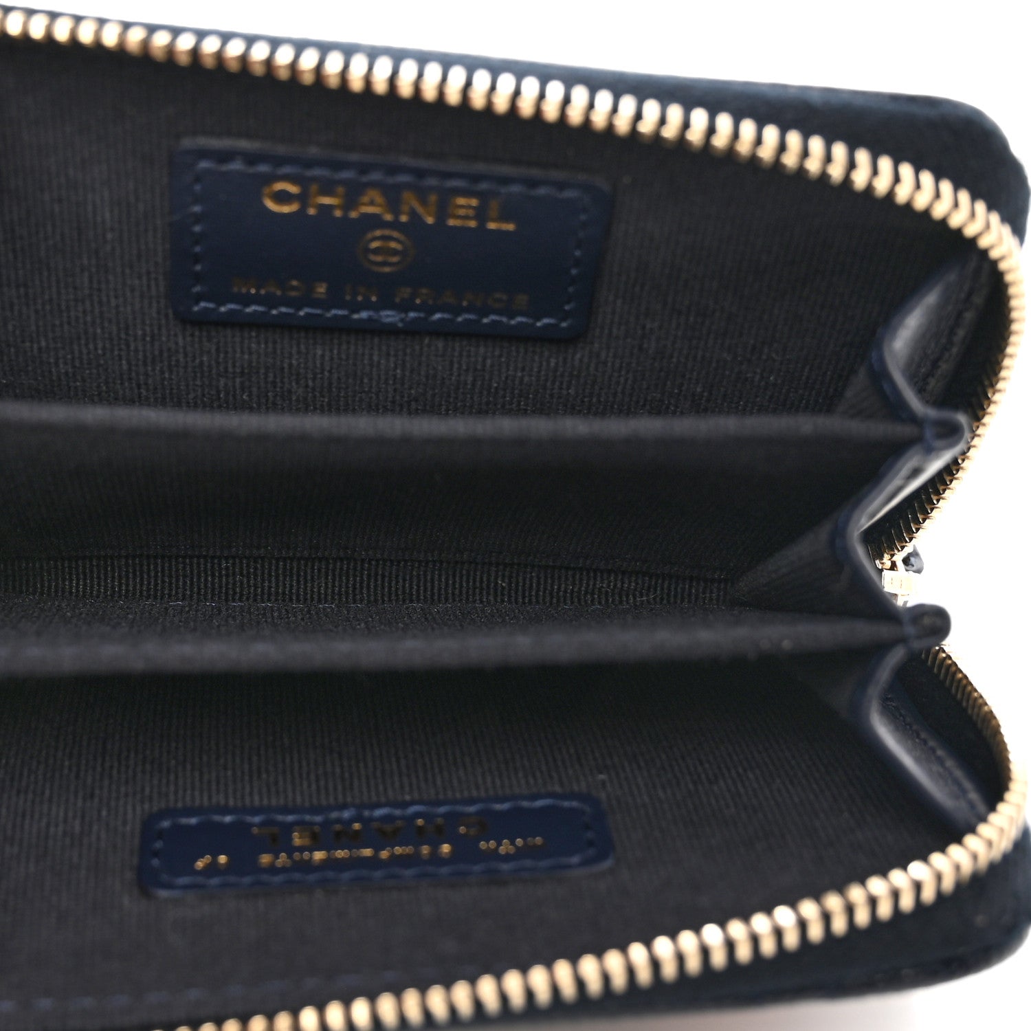 Chanel Caviar Enamel Coco Casino Quilted Zip Coin Purse Navy Blue 5 of 9