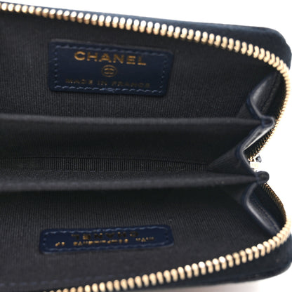 Chanel Caviar Enamel Coco Casino Quilted Zip Coin Purse Navy Blue 5 of 9