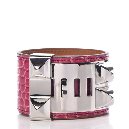Hermes Shiny Alligator Collier De Chien CDC Bracelet S Fuchsia 4 of 7
