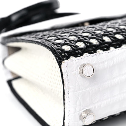 Nancy Gonzalez Crocodile Woven Top Handle Bag White Black 9 of 14