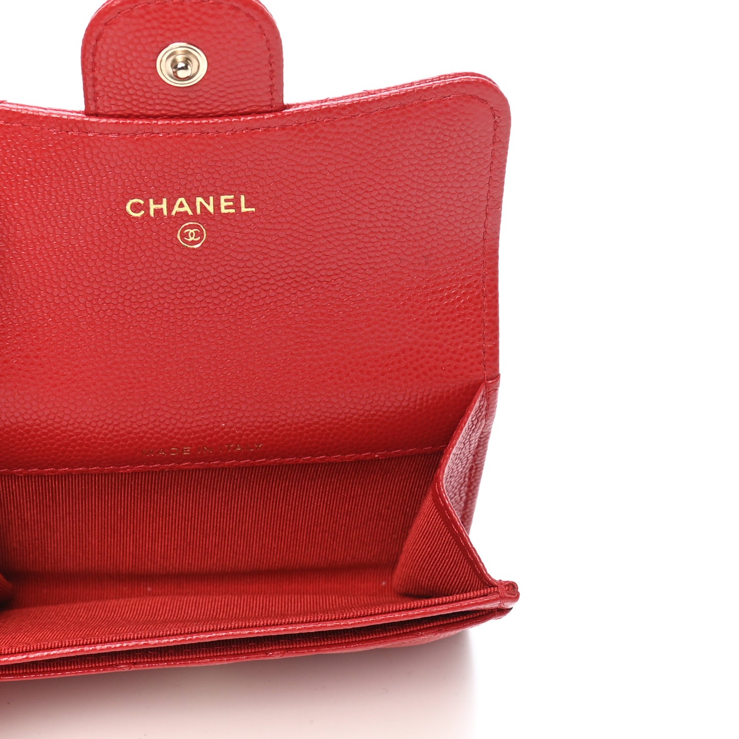 Caviar Quilted Flap Card Holder Wallet Red