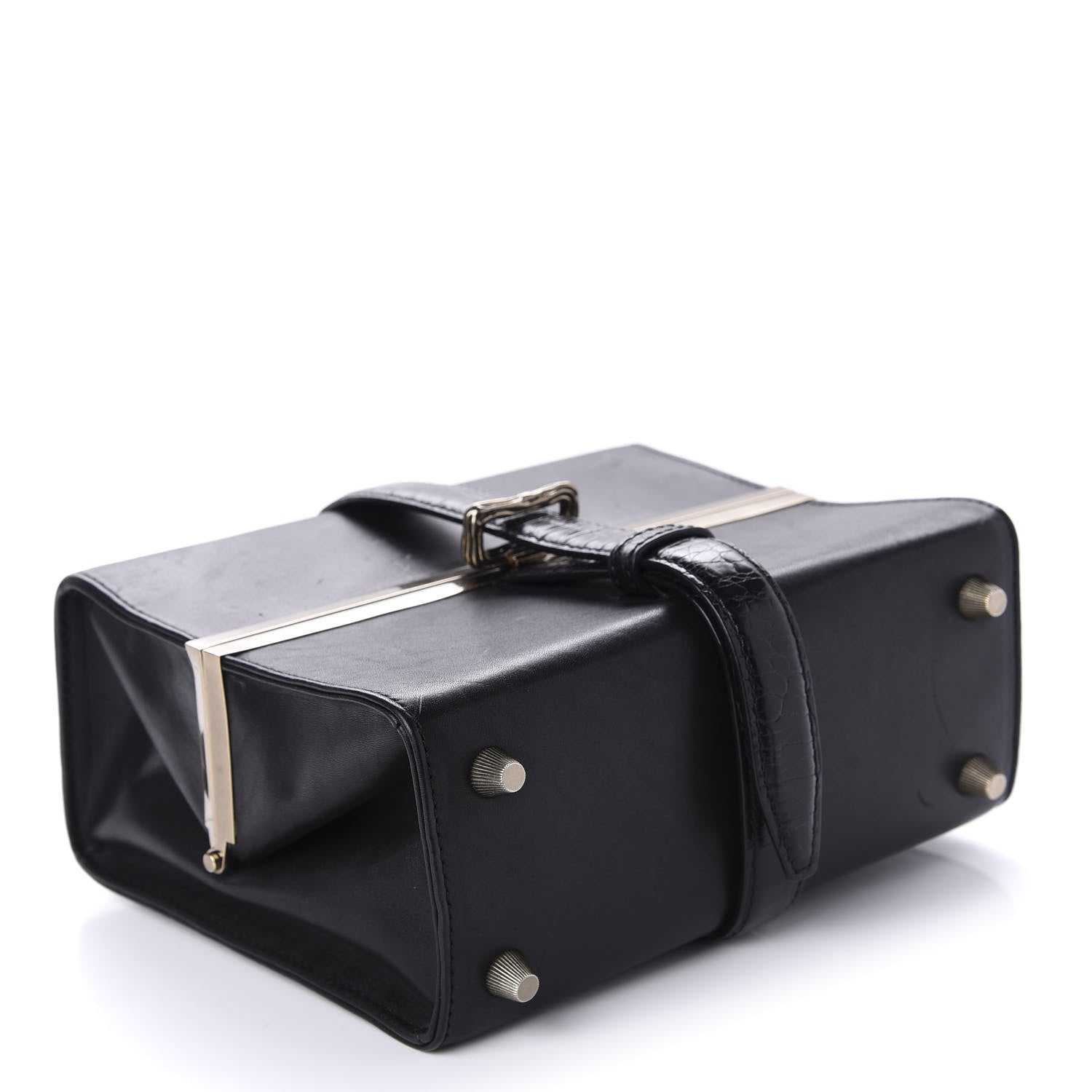 Alexander Wang Calfskin Crocodile Embossed Tai Dopp Kit Bag Black 4 of 16
