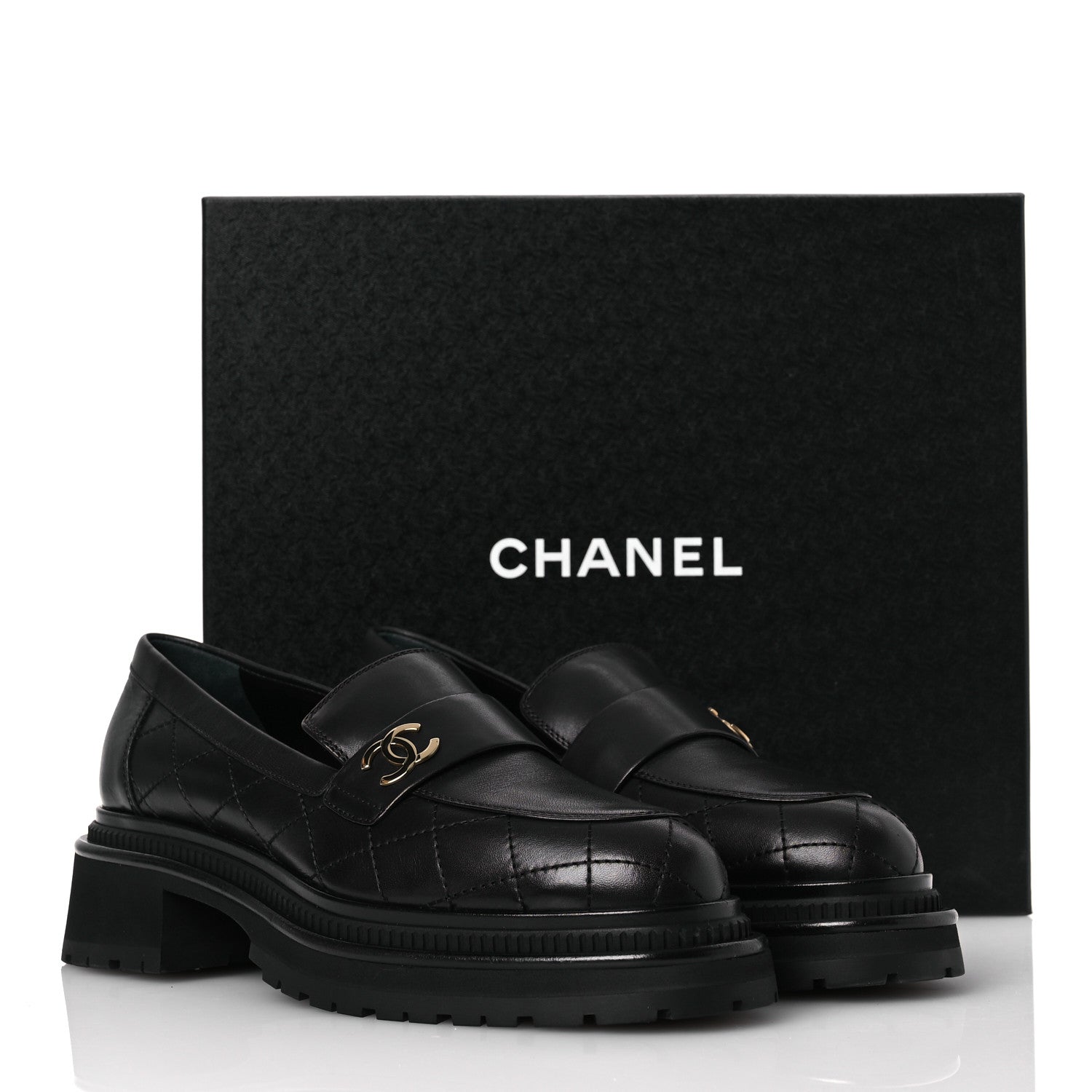 Chanel Calfskin Quilted CC Mocassin Loafers 40.5 Black 10 of 10