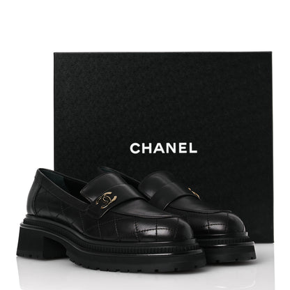 Chanel Calfskin Quilted CC Mocassin Loafers 40.5 Black 10 of 10