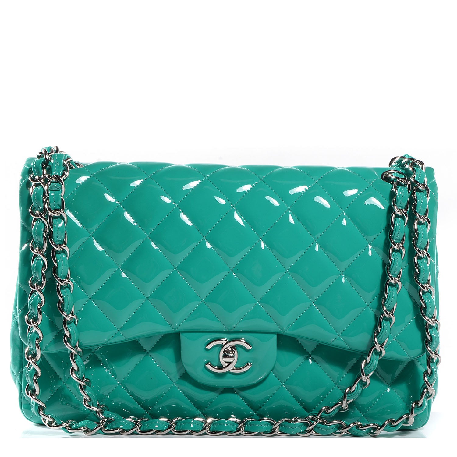 Chanel Patent Jumbo Double Flap Green 1 of 8
