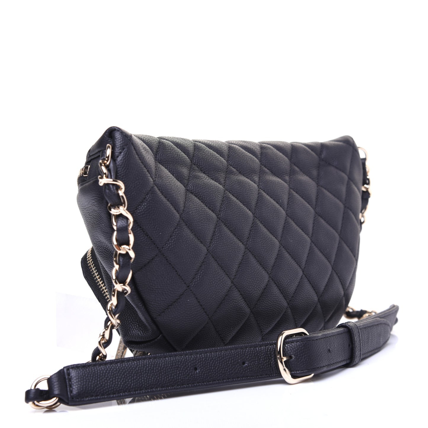 Caviar Quilted Business Affinity Waist Belt Bag Black