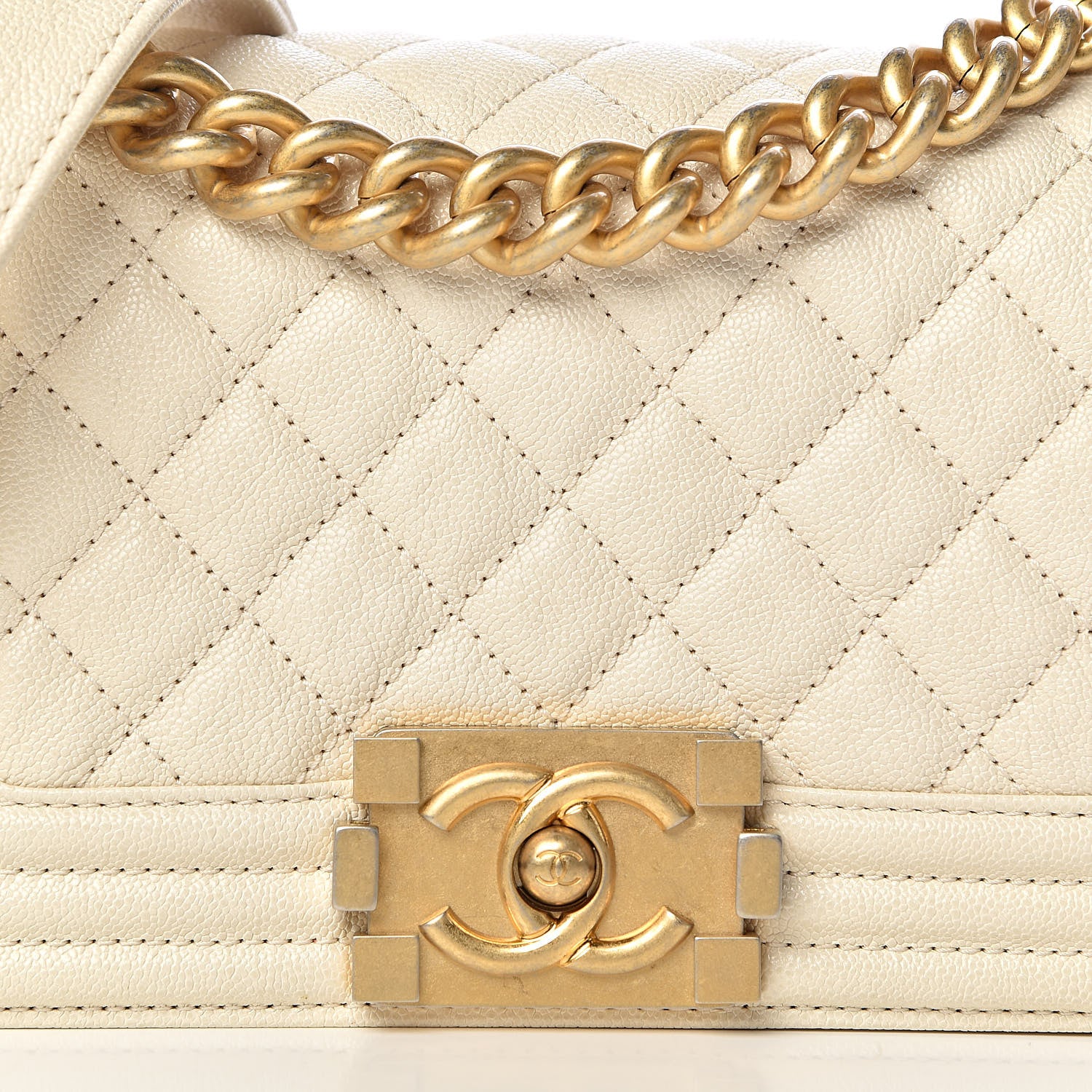 Chanel Caviar Quilted Small Boy Flap Ivory 10 of 11