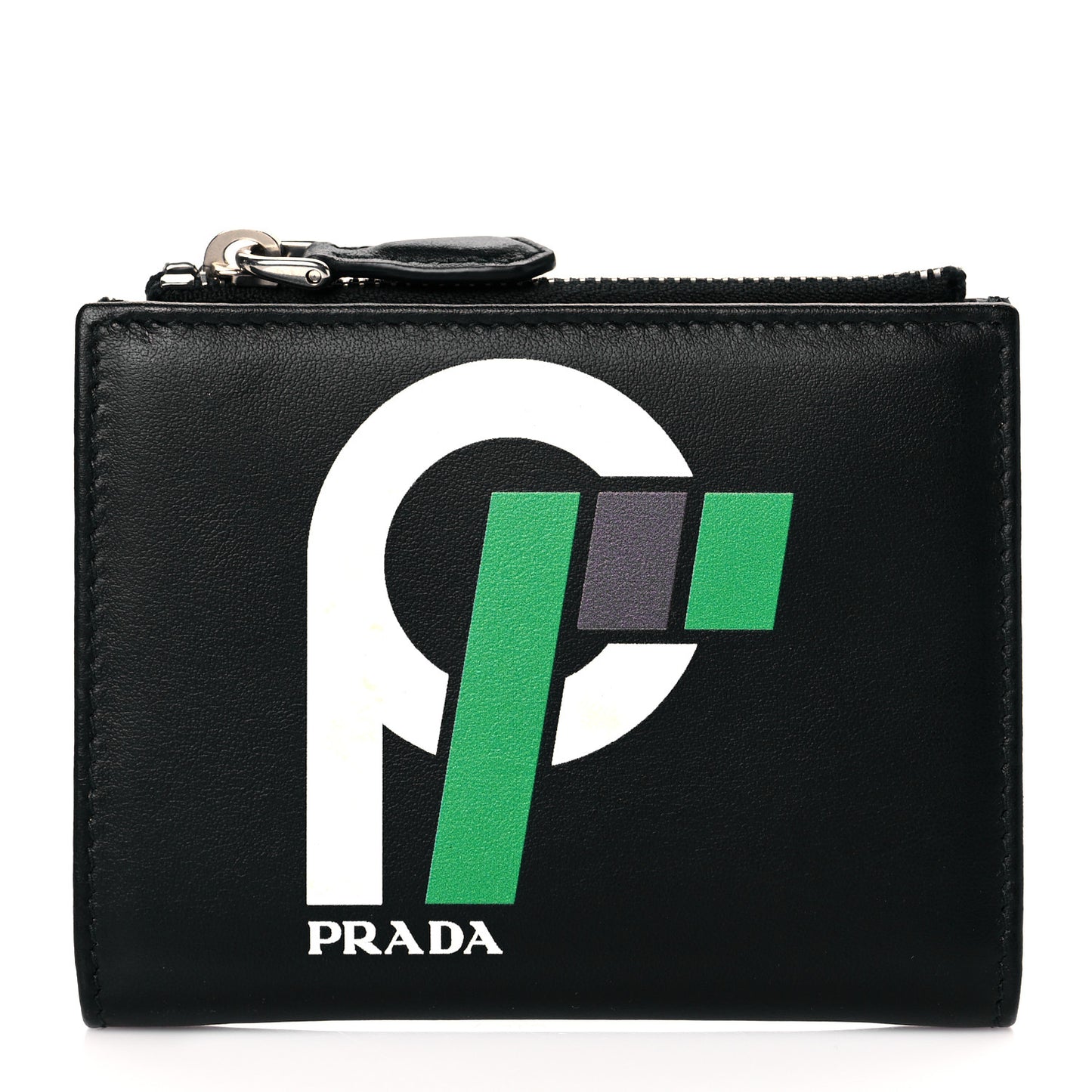 Calfskin Racing Logo Wallet Black Green