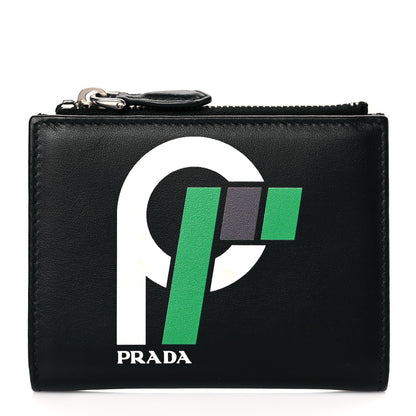 Prada Calfskin Racing Logo Wallet Black Green 1 of 9