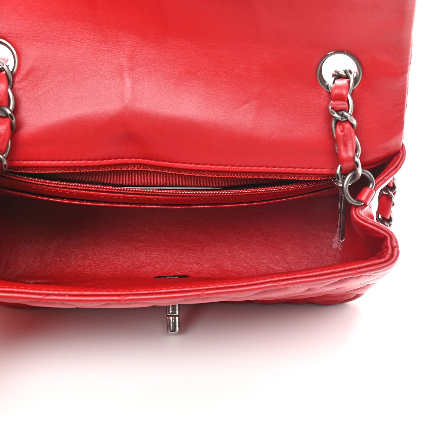 Chanel Lambskin Quilted Mini Rectangular Flap Red 4 of 9