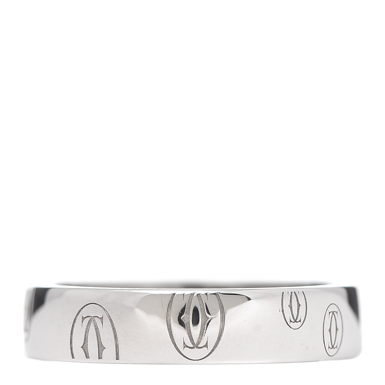 Cartier 18K White Gold 4mm Happy Birthday Band Ring 49 5 1 of 4