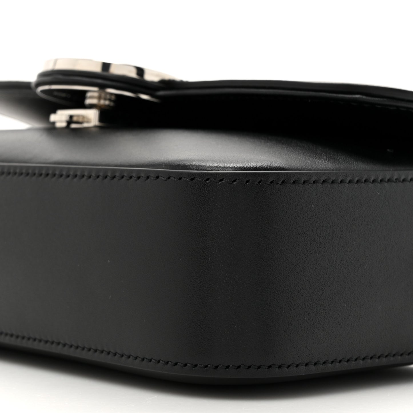 Senna Calfskin Petite GG Top Handle Shoulder Bag Black