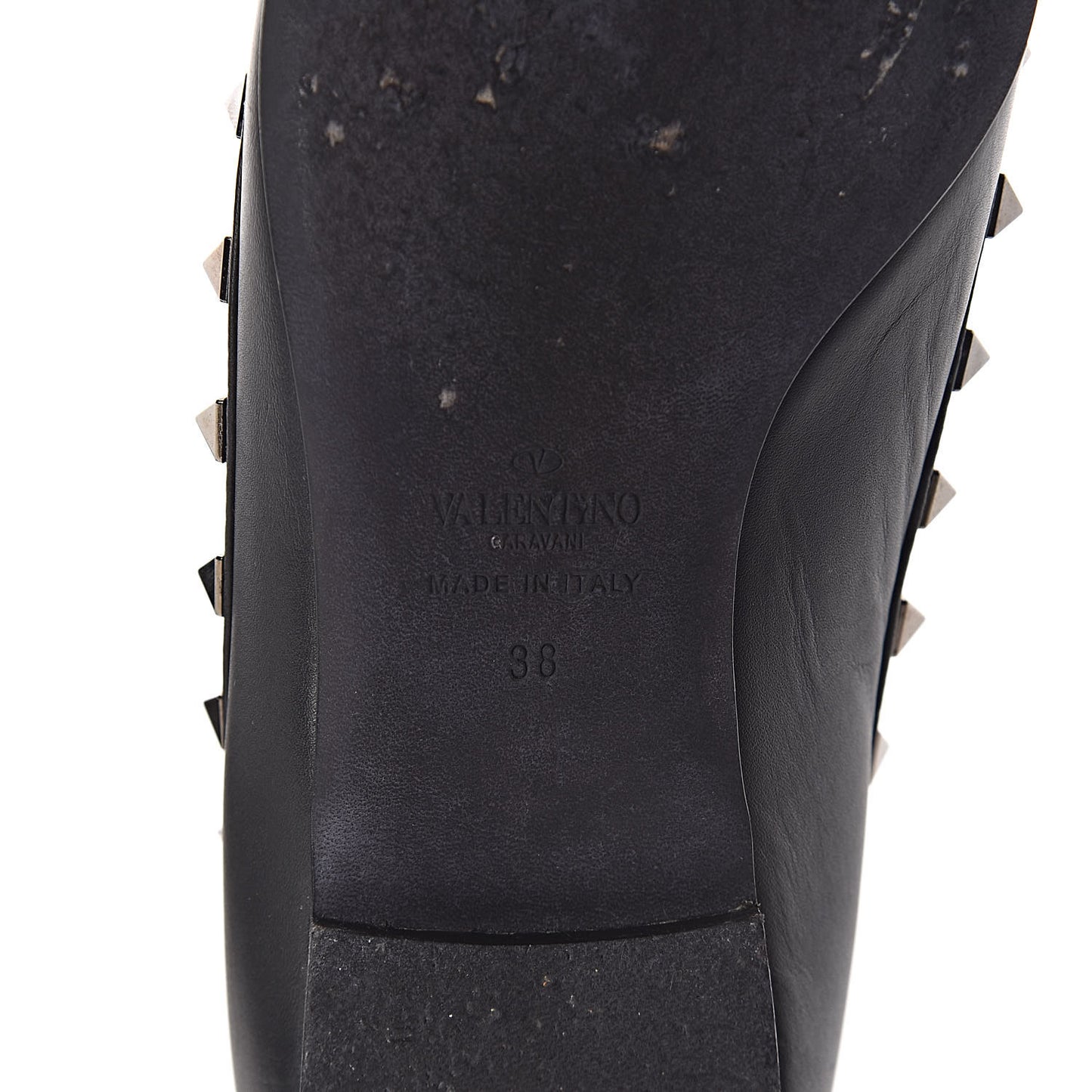 Calfskin Rockstud Ballerina Flats 38 Black
