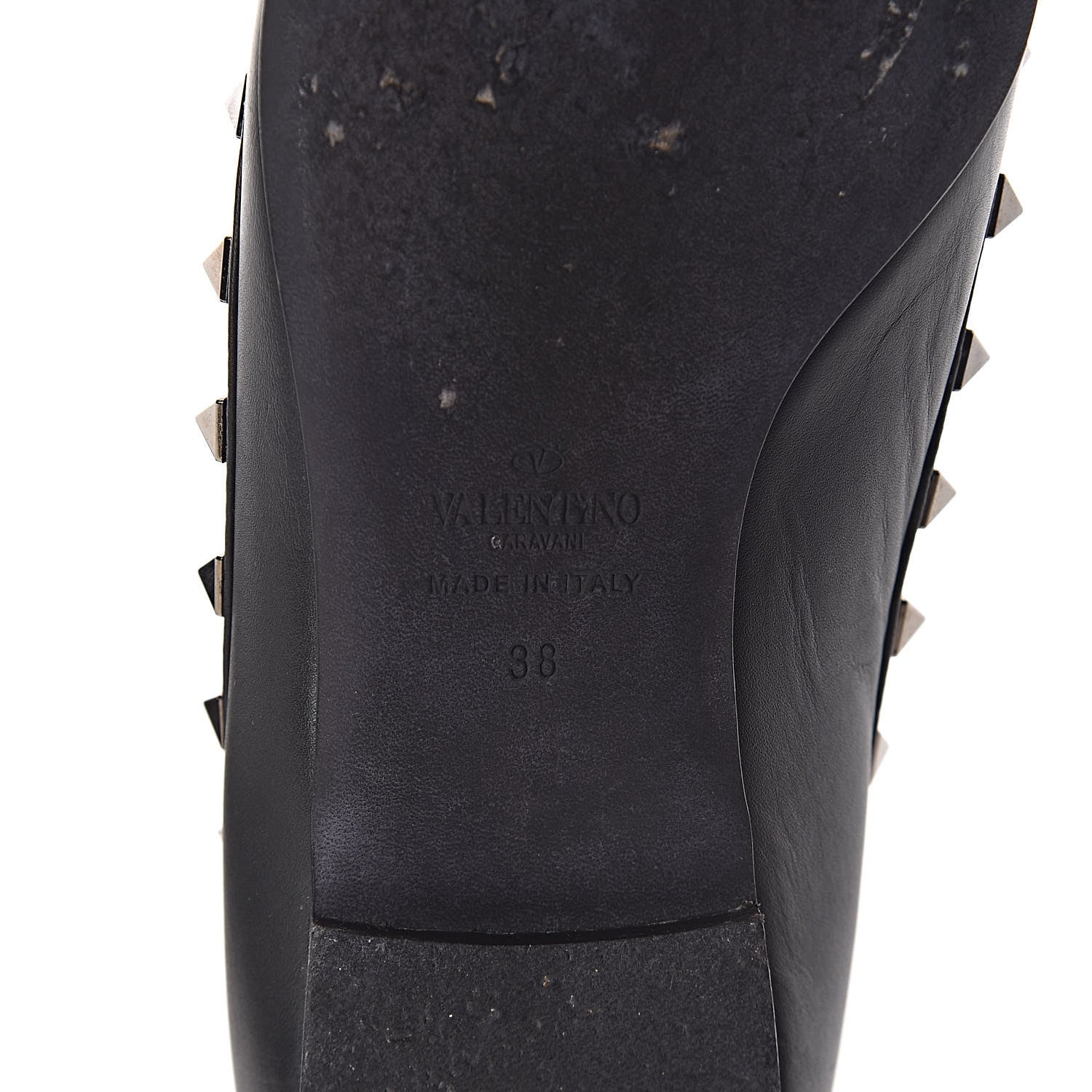 Valentino Garavani Calfskin Rockstud Ballerina Flats 38 Black 8 of 13