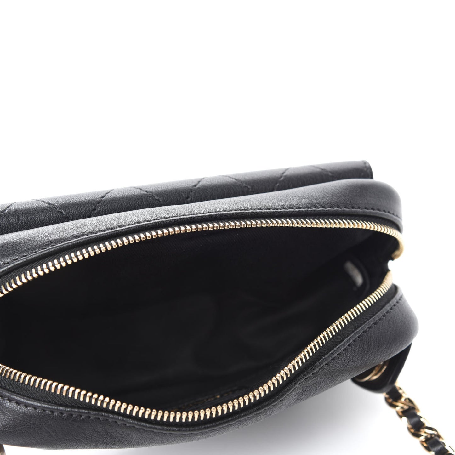 Calfskin Stitched Casual Trip Waist Bag Black