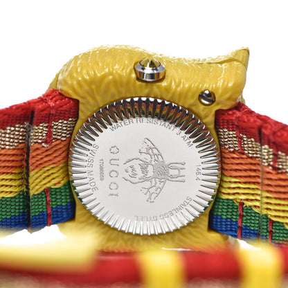Gucci Stainless Steel Nylon 32mm Le Marche Des Merveilles Tiger Quartz Watch Yellow 6 of 7