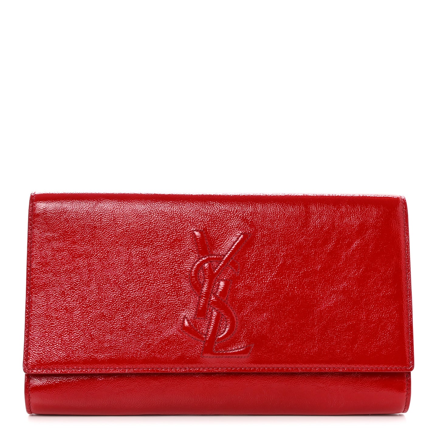 Textured Patent Monogram Large Belle De Jour Clutch Red