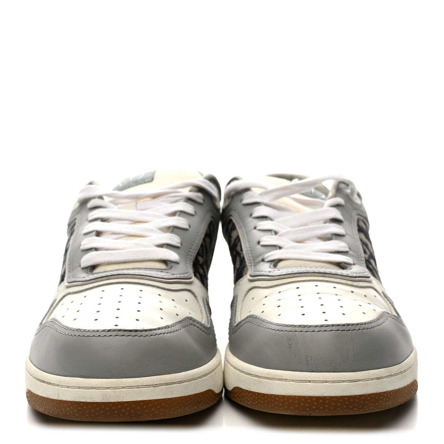 Smooth Calfskin Jacquard Oblique Mens B27 Low Top Sneakers 43 Beige Blue