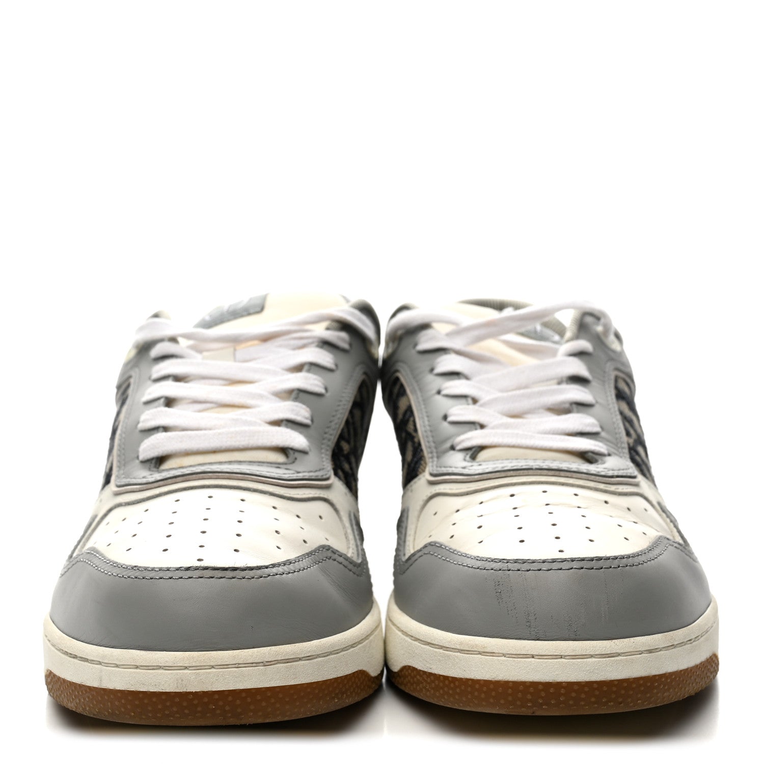 Christian Dior Smooth Calfskin Jacquard Oblique Mens B27 Low Top Sneakers 43 Beige Blue 3 of 15