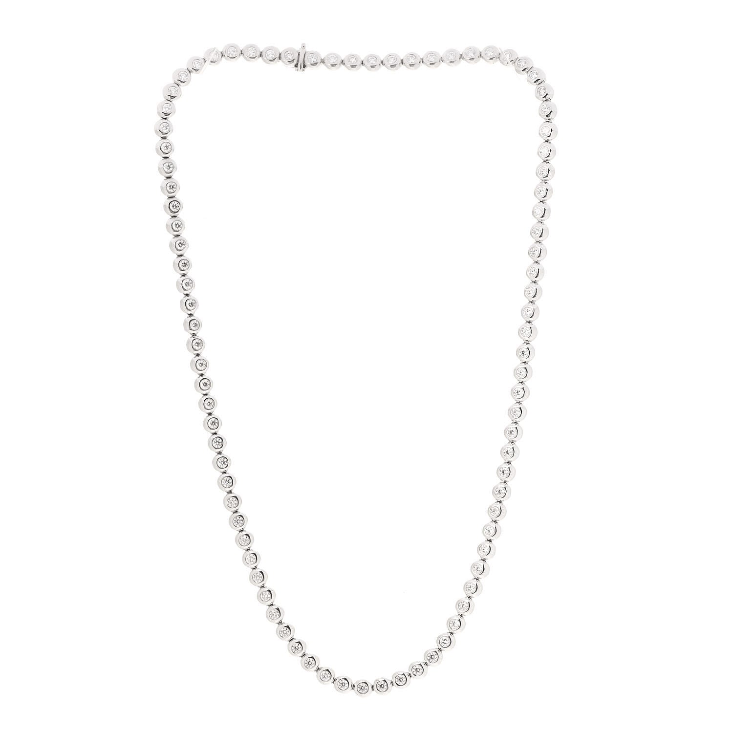Tiffany Platinum Diamond Elsa Peretti Bezel Set Tennis Necklace 3 of 4