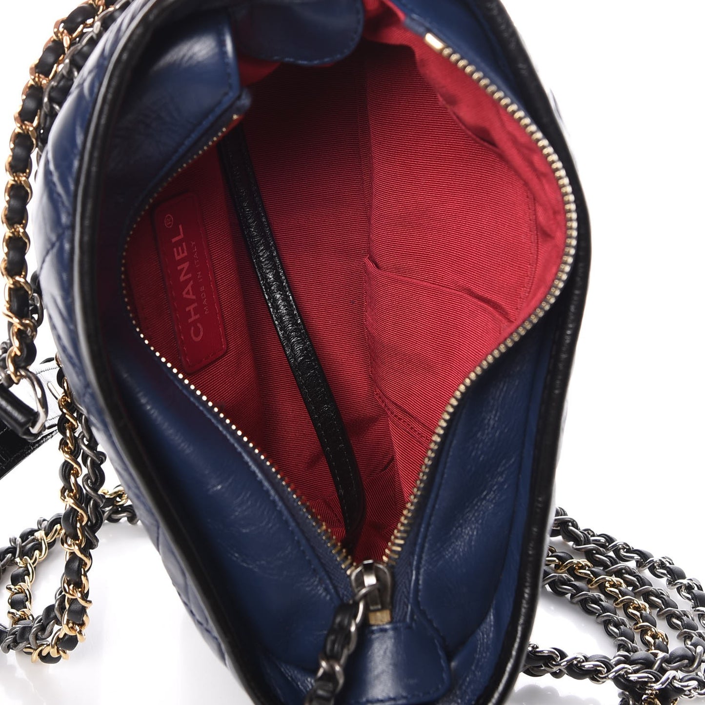 Aged Calfskin Quilted Small Gabrielle Hobo Navy Black