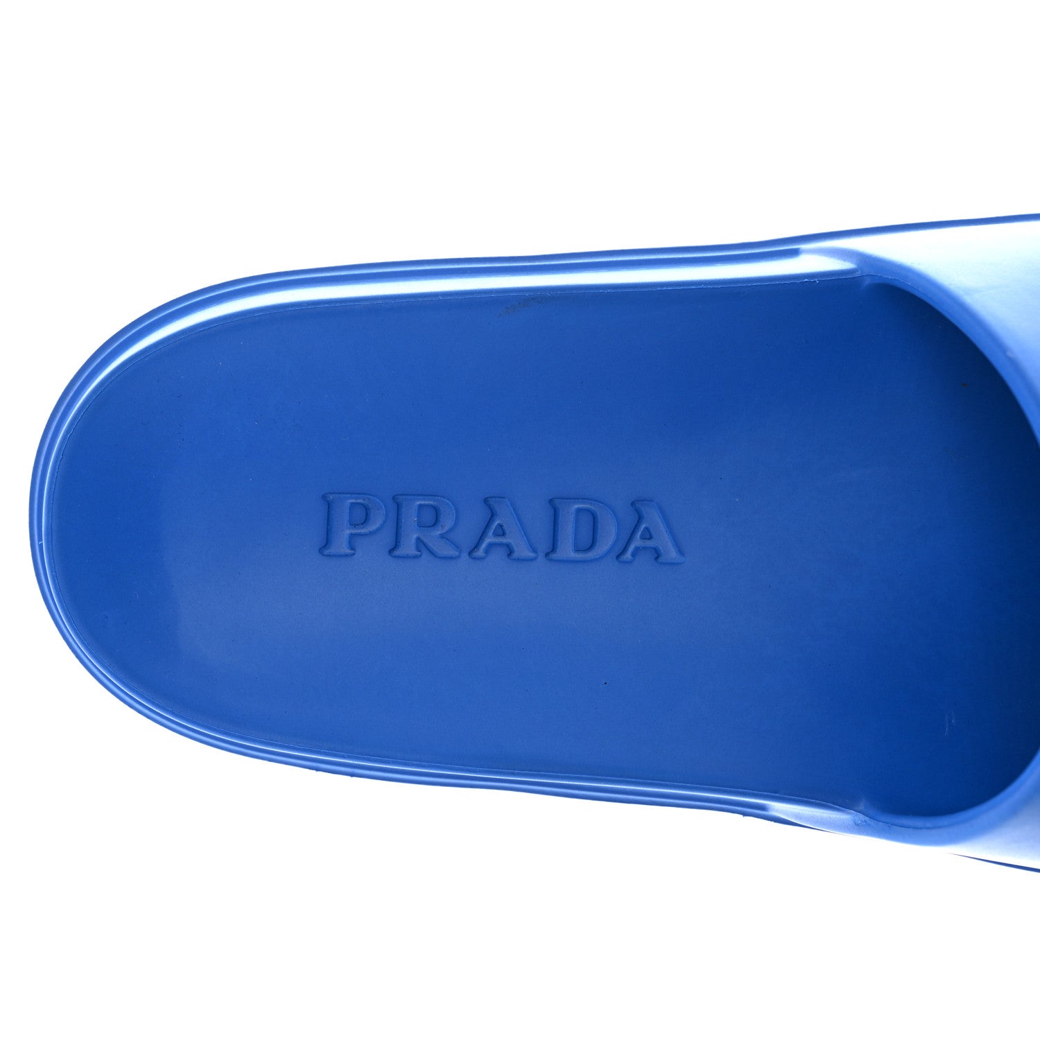 Prada EVA Rubber Triangle Logo Embossed Womens Lug Sole 20mm Slide Sandals 39 Azzurro 7 of 9