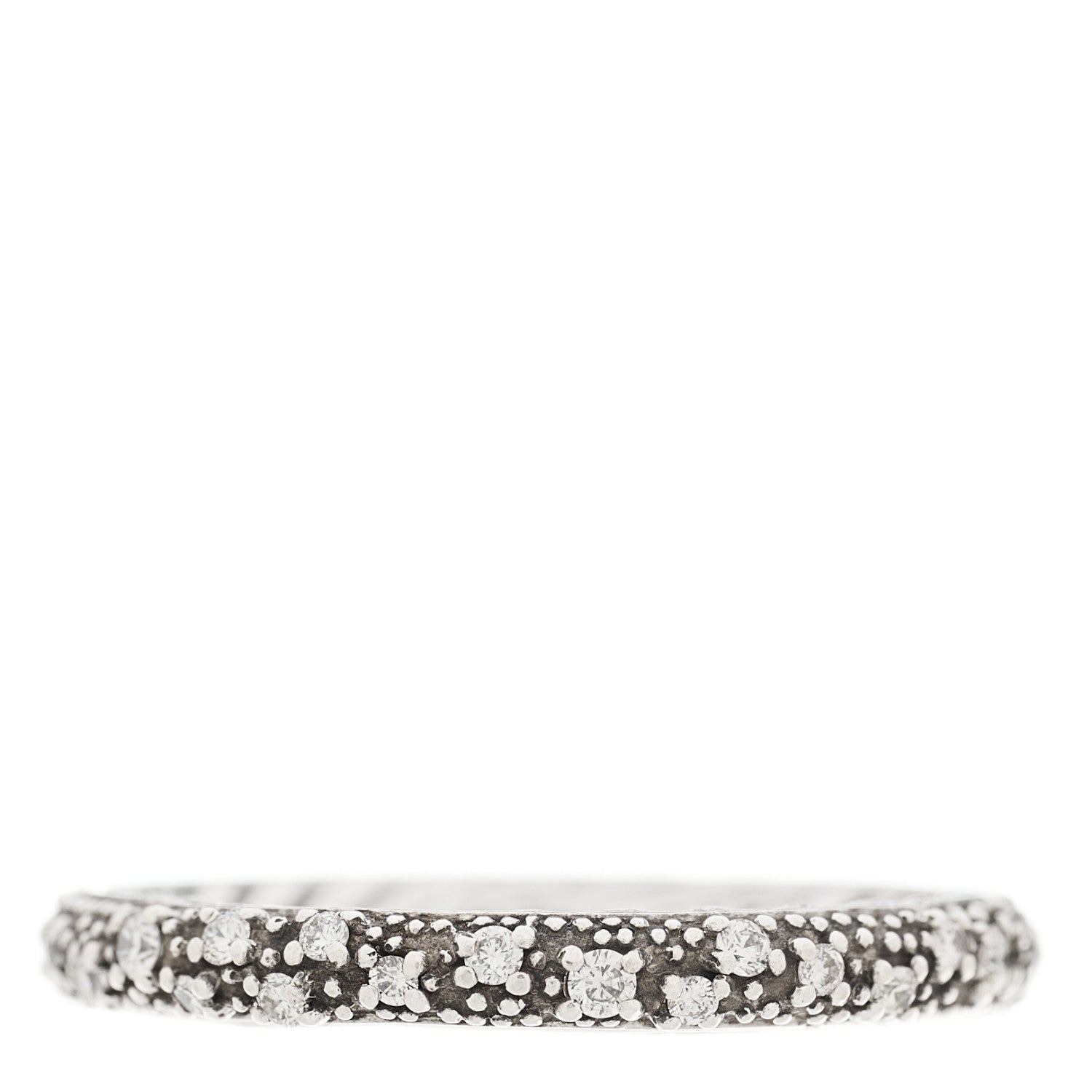 David Yurman Sterling Silver Diamond 3mm Midnight Melange Band Ring 54 7 1 of 5