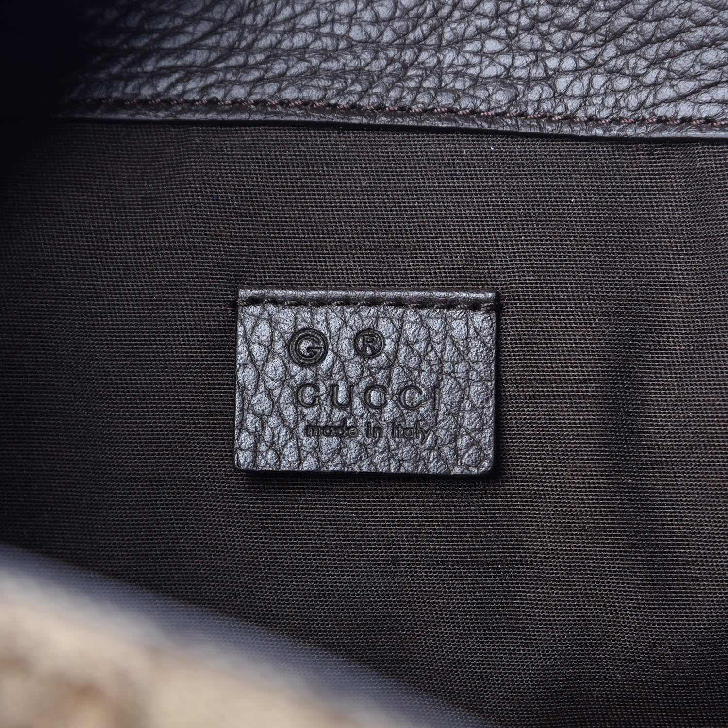 Gucci Monogram Dollar Calfskin O Drawstring Backpack Beige Ebony Testa di Moro Dark Chocolate 6 of 10