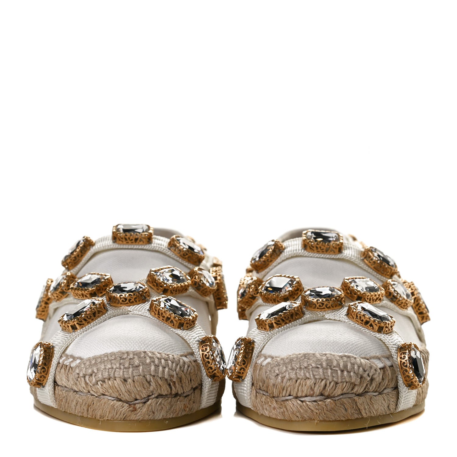 Gucci Canvas Crystal Embellished Espadrilles 39 Great White 2 of 11