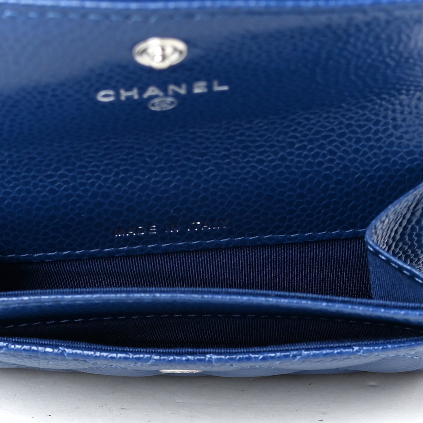 Caviar Quilted Incognito Flap Card Holder Blue