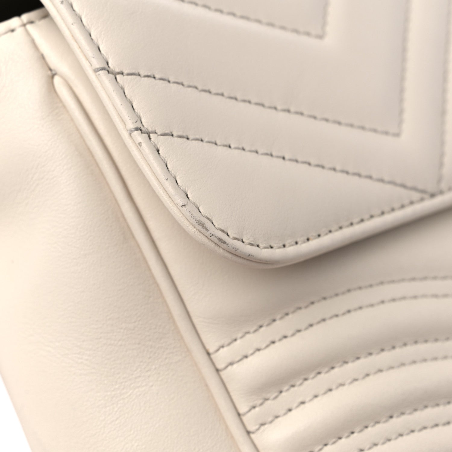 Gucci Calfskin Matelasse Small GG Marmont Top Handle Shoulder Bag White 17 of 18