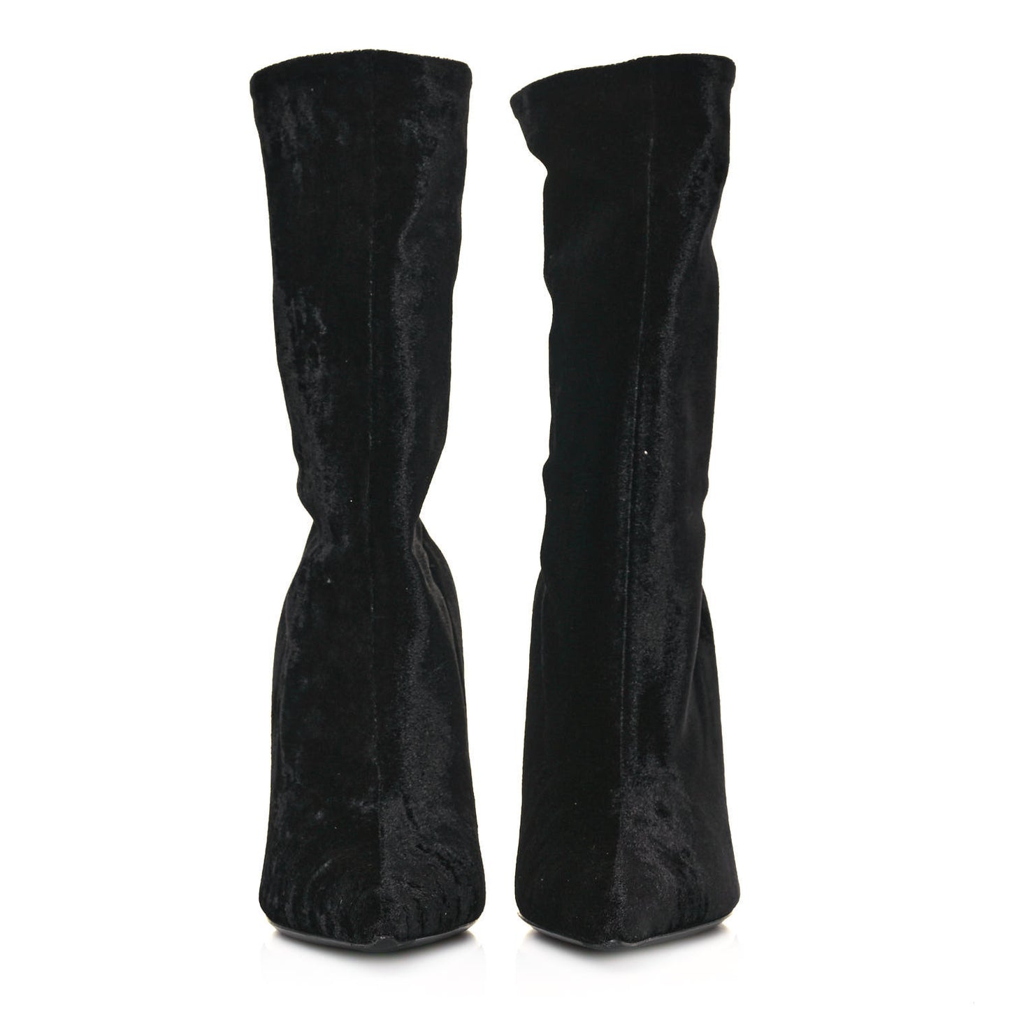 Velvet Spandex Extreme Pointed Toe Knife Ankle Boots 38 Black