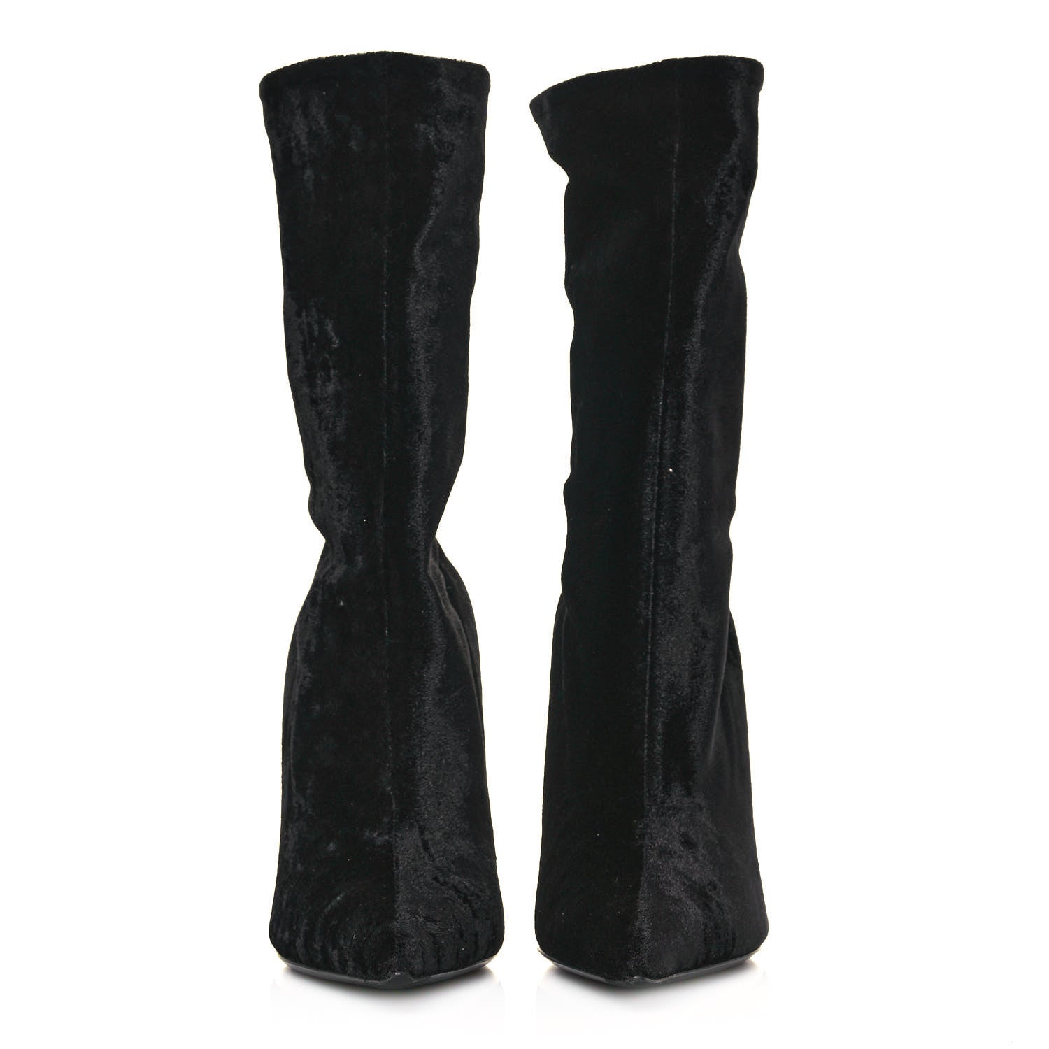 Balenciaga Velvet Spandex Extreme Pointed Toe Knife Ankle Boots 38 Black 2 of 6