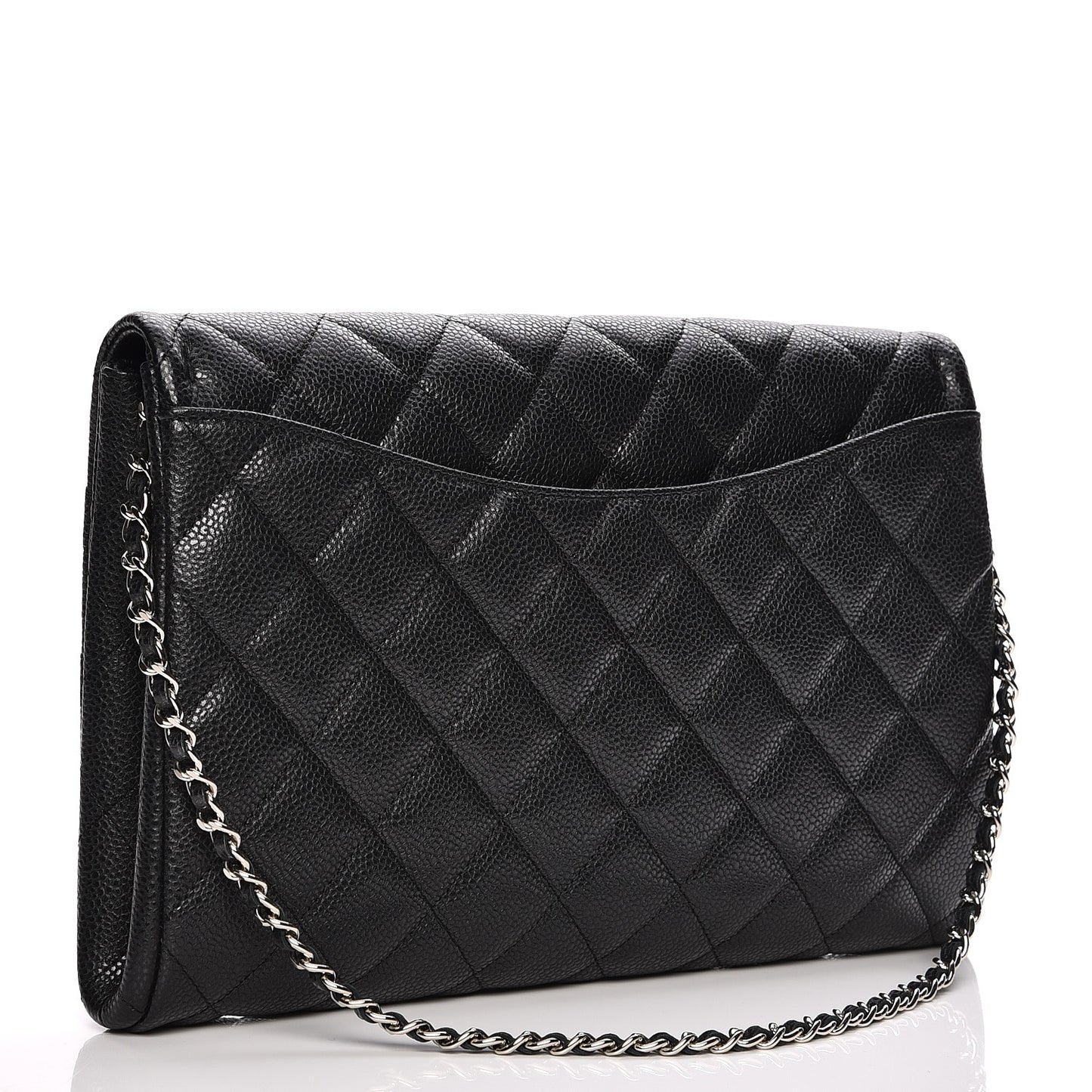 Caviar Quilted Clutch With Chain Flap Black