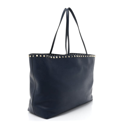 Valentino Garavani Grained Calfskin Rockstud Shoulder Tote Marine 2 of 17