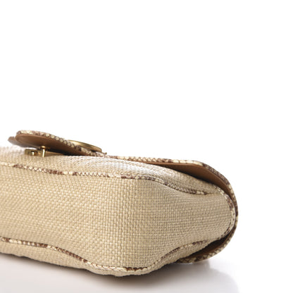 Gucci Raffia Elaphe Matelasse Small GG Marmont Shoulder Bag Natural Cream Brown 6 of 10
