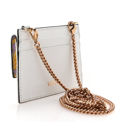 Versace Lambskin Quilted Virtus Chain Card Holder Ecru 3 of 10